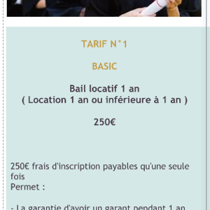 TARIF N°1  – BASIC