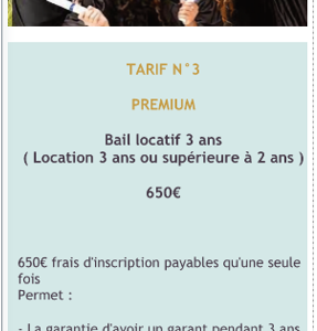 TARIF N°3  – PREMIUM